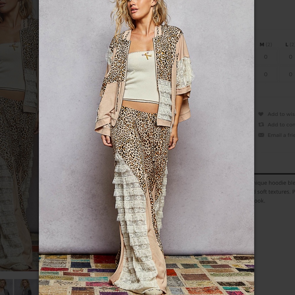 POL Beige and Leopard Print Boot-Cut Jumpsuit Pant